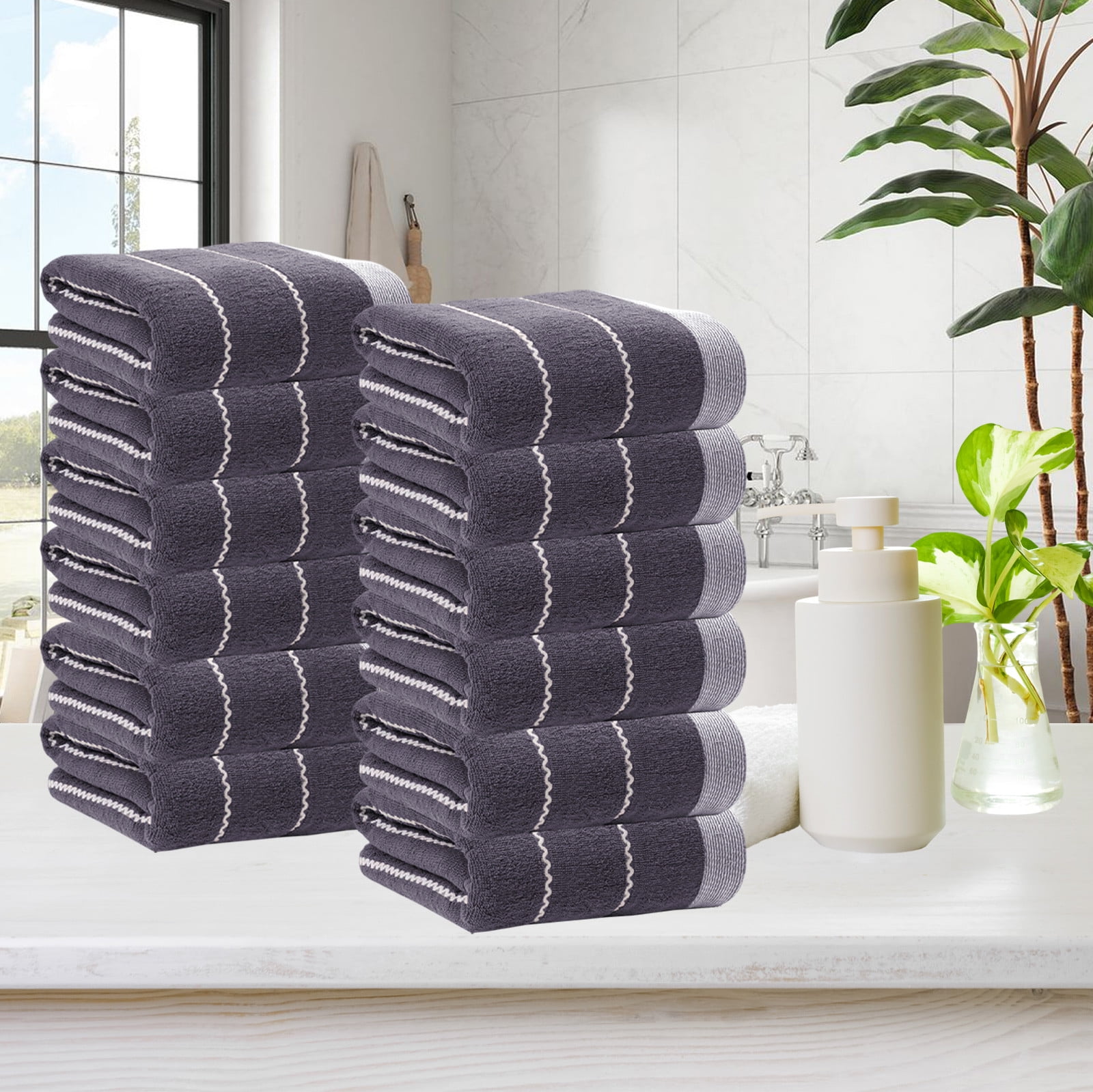 Honeeladyy 12 Pack Salon Towels, Blue Highly Absorbent and Quick Drying Hand Towel, Soft Comfortable Lightweight Wash Cloths for Bathroom, Gym, Shower, Hotel, and Spa - 27.17x12.6 inch (Blue)