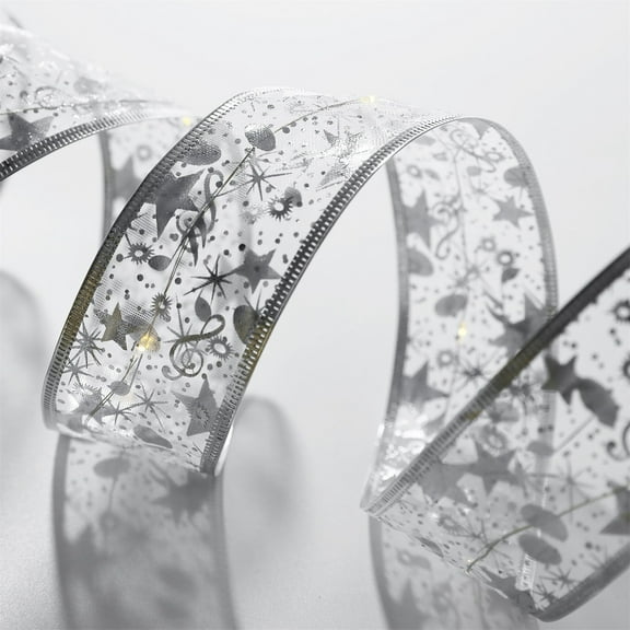 Honeeladyy 13.1FT Christmas Shining Ribbon Lights LED Lights, Christmas Decor Glow for Tree, Battery Powered Copper Wire Bows Strings Xmas Holiday Weddings New Year