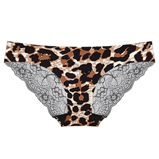 Honeeladyy 1PC Attractive Ladies Low-Rise Transparent Leopard Print Lace Breathable Underpants