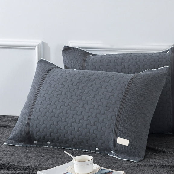 Honeeladyy 1Pcs Pillow Cases Queen Size, Solid Color Non Slip Non Falling Cotton Fixed Pillowcases, Super Soft Breathable Comfortable Pillowcase for Hotel Home (Dark Gray, 20x28 Inch)
