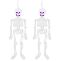 Honeeladyy 2 Pcs Halloween Skeleton Decorations Glitter Paper Hanging Ornaments DIY Skeleton 26 Inch Poseable Decorations For Halloween Party Home Decor