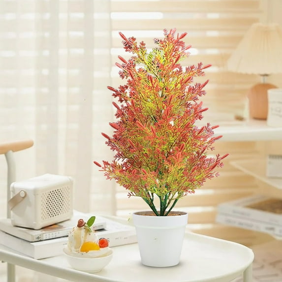 Honeeladyy 20” Tabletop Christmas Tree, Small Xmas Tree, Simulation Christmas Small Pinaster Cedar Tree Artificial Pinaster Cedar Leaf Fake Plant Bonsai Living Room Potted Ornaments