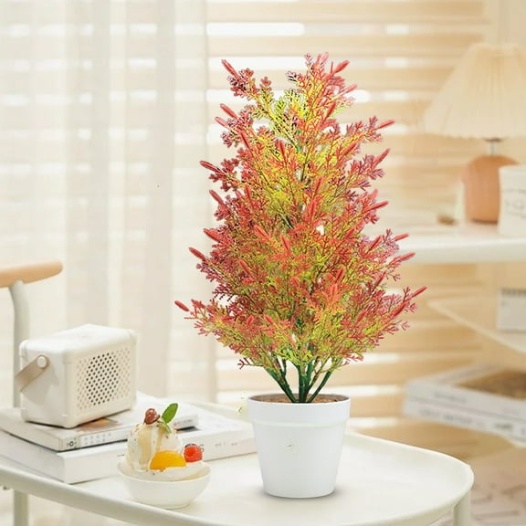 Honeeladyy 20” Tabletop Christmas Tree, Small Xmas Tree, Simulation Christmas Small Pinaster Cedar Tree Artificial Pinaster Cedar Leaf Fake Plant Bonsai Living Room Potted Ornaments