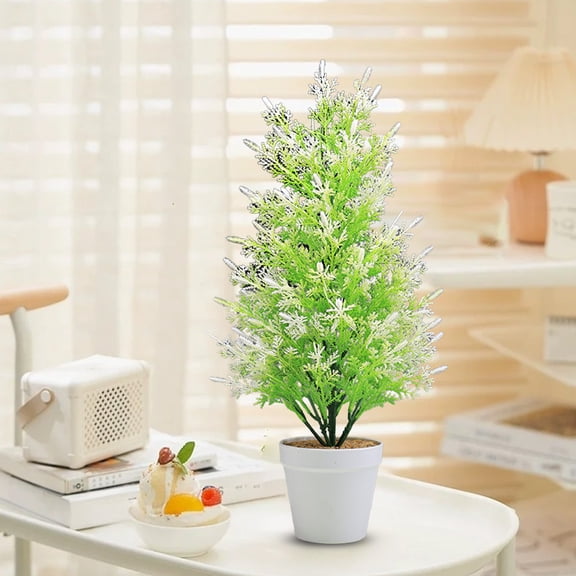 Honeeladyy 20” Tabletop Christmas Tree, Small Xmas Tree, Simulation Christmas Small Pinaster Cedar Tree Artificial Pinaster Cedar Leaf Fake Plant Bonsai Living Room Potted Ornaments