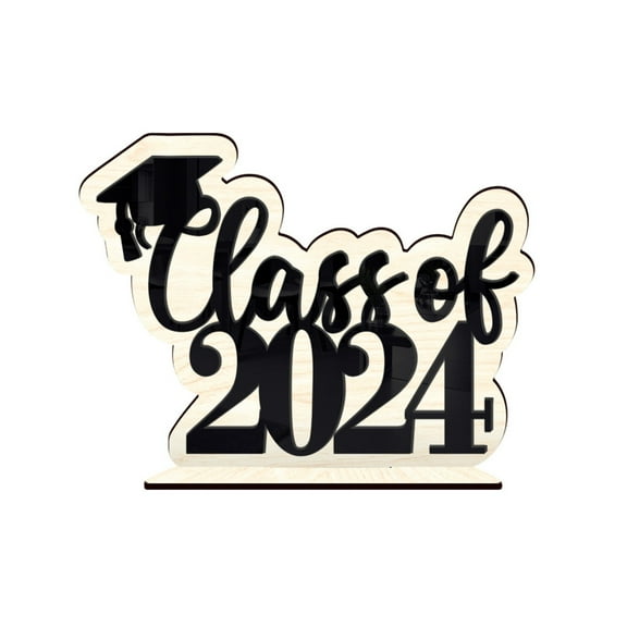 Honeeladyy 2024 Graduation Party Decorations Wooden Class of Grad Congratulate Graduation Table Toppers for High School College Graduation Party Favor Supplies Photo Booth Props