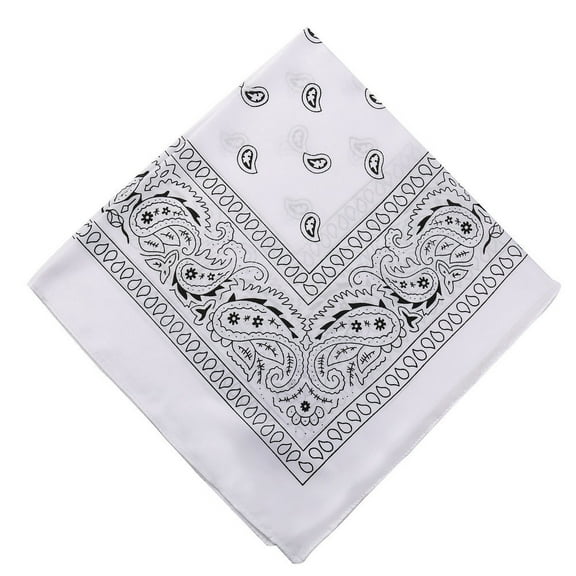 Honeeladyy 21.65 Inches Bandanas Unisex Paisley Bandanas Colorful Multi-Purpose Double Sided Headband Cowboy Head Wrap Scarf for Women Men Boys Girls, White