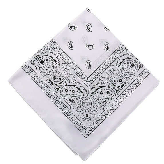 Honeeladyy 21.65 Inches Bandanas Unisex Paisley Bandanas Colorful Multi-Purpose Double Sided Headband Cowboy Head Wrap Scarf for Women Men Boys Girls, White