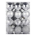 thumbnail image 1 of Honeeladyy 24Pcs Shatterproof Shiny Christmas Tree Ball Ornaments Decorations, 4 Style Christmas Hanging Balls for Holiday Wedding Party Decoration (1.2"/3CM, Silver), 1 of 4