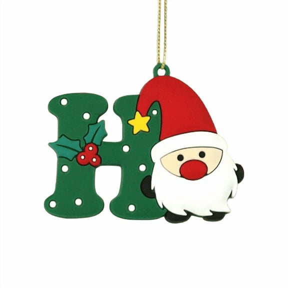 Honeeladyy 26 Initial Letters Christmas Tree Hanging Pendant Xmas H Alphabet Ornments with Bow & Snowflake Pattern Mini Personalized Monogram Decorations for Christmas Tree Gifts DIY