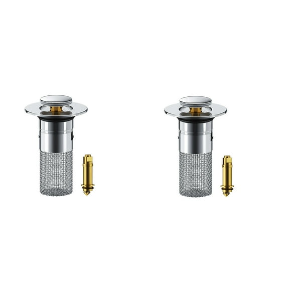 Honeeladyy 2PCs Universal Bathroom Sink Stopper,Basin Pop Up Sink Drain Strainer with Removable Filter Basket Hair Catcher,Anti Clogging Bathtub Drain Stopper for Drain,Brass Core,Anti Odor