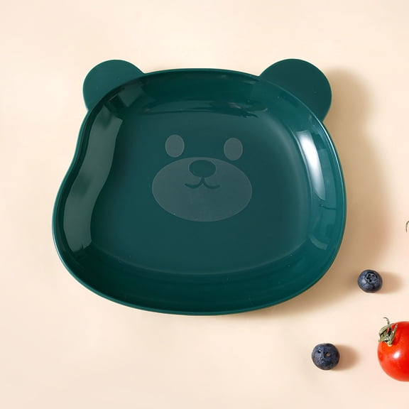 Honeeladyy 2Pcs Bear Shape Serving Tray Plates for Meal Salad Snack Bread, Cute Bear Design Resuable Plastic Practical Cheese Charcuterie Boards for Party Picnic Breakfast Dinner Meal Prepare, Green