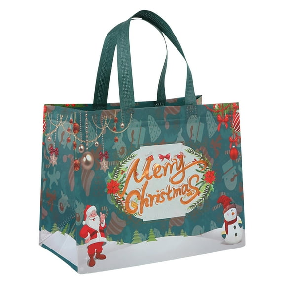 Honeeladyy 2Pcs Large Christmas Gift Bags, Reusable Non-Woven Christmas Tote Bags with Handles, Fit for Xmas New Year Gift Wrap/Party Favor Supplies, 12.4" x 9.8" x 6.7"