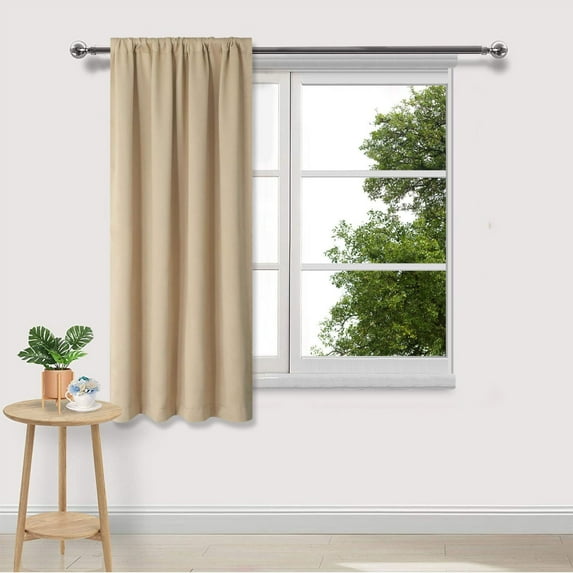 Honeeladyy 2Pcs Short Curtains Beige Half Window Curtains for Bedroom, Heat Insulation Curtain Tiers for Window, Blackout Curtain Tiers for Bathroom Living Room Shades, Wide 38 x Long 45 inches