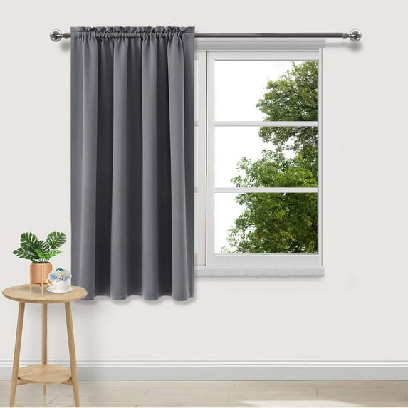 Honeeladyy 2Pcs Short Curtains Gray Half Window Curtains for Bedroom, Heat Insulation Curtain Tiers for Window, Blackout Curtain Tiers for Bathroom Living Room Shades, Wide 38 x Long 45 inches