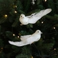 thumbnail image 1 of Honeeladyy 2Pcs White Glitter Artificial Birds with Feathers for Decoration Fake Birds Ornaments for Crafts Home Party Holiday Decor, Christmas Tree, Realistic Bird Hanging Ornaments, 6.3" x1.78", 1 of 6