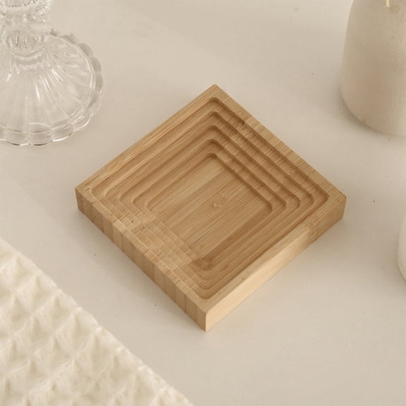 Honeeladyy 3.9 Inch Wood Serving Tray, Wooden Tray for Ottoman, Breakfast in Bed, Dinner, Coffee Table, Decorative Square Tray for Living Room Bedroom Entryway and Kitchen, Beige