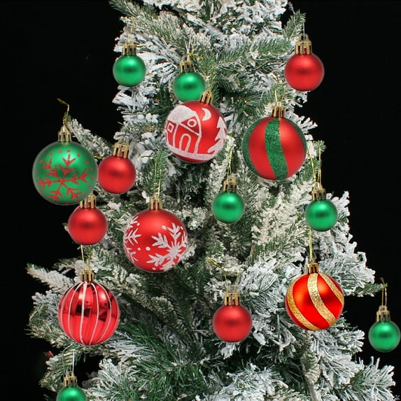 Honeeladyy 44pcs Colorful Christmas Ball Ornaments Set, Multi Color Christmas Ornaments Red Green Gold Shatterproof Plastic Bright Assorted Baubles Hanging Balls for Xmas Decor Muti Size and Types