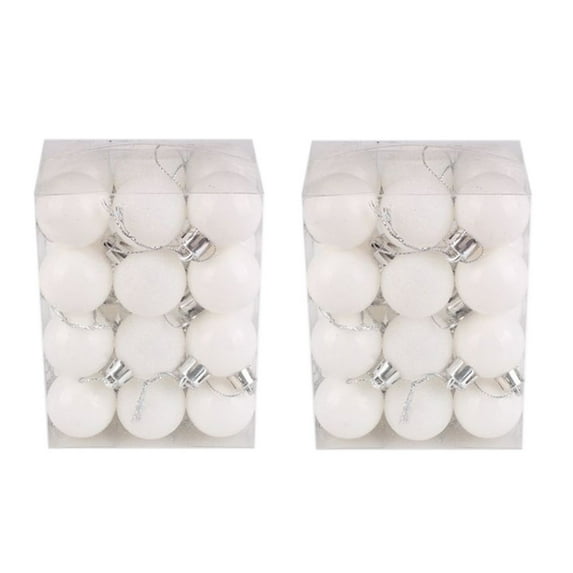 Honeeladyy 48Pcs Mini Christmas Balls Ornaments, Small Shatterproof Christmas Baubles for Xmas Christmas Tree, Hanging Ball for Holiday Wedding Party Decoration, 1.18 Inches, White
