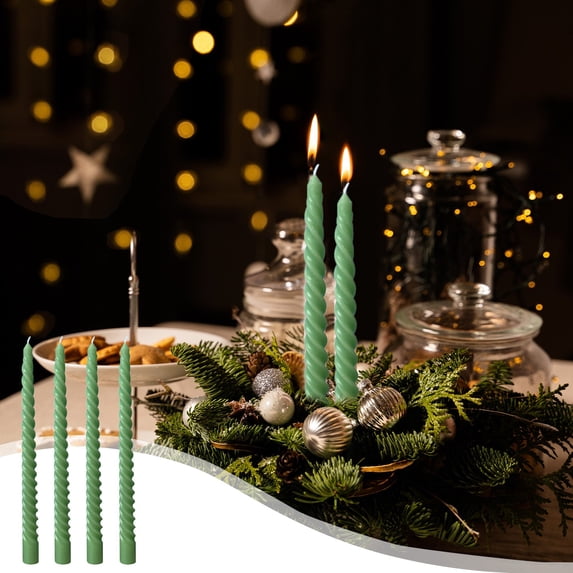 Honeeladyy 4Pcs 10 Inch Boho Spirals Taper Candles, Multi Colors Dripless Twisted Wax Candles Long Unscented Candle Sticks for Wedding Banquet Home Holiday Party Dinner Table Supplies