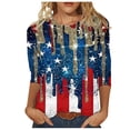 thumbnail image 1 of Honeeladyy 4Th of July T Shirts for Women 3/4 Sleeve Tunic Round Neck Tee Trendy Independence Day Print Tshirt, 1 of 5