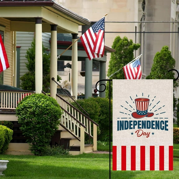 Honeeladyy 4th of July Garden Flag 12x18 Double Sided, Small Patriotic Outdoor Garden Flags Fourth of July Decorations Yard Flags for Independence Day Memorial Day Outside Lawn Porch Decor