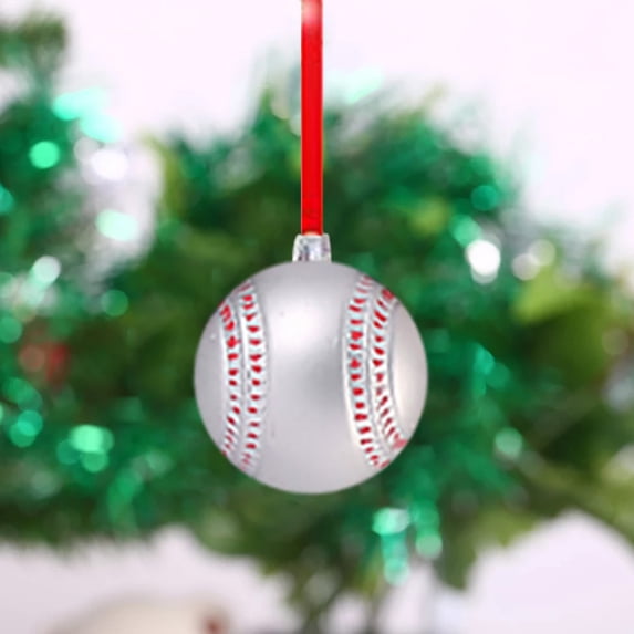 Honeeladyy 6Pcs Christmas Sport Ball Ornaments Christmas Decoration with Hanging Loop Basketball Baseball Football Tennis Theme Christmas Tree Ornaments for Home Xmas Tree Party Decor 2.36 Inches