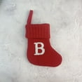 thumbnail image 1 of Honeeladyy 7 Inches Mini Initial Monogram Embroidered Christmas Stocking Knitted Christmas Decorations Stocking Red Knit Cute Christmas Stocking-B, 1 of 1