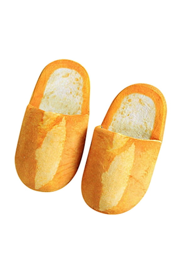 Adult Autumn Winter Warm Home Shoes Simulation Bread Memory Foam Sole Slippers Yellow Clearance under 10$