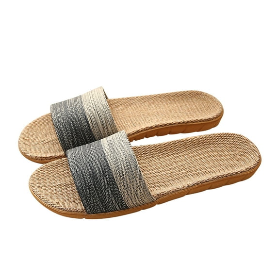 Honeeladyy Adult Unisex Open Toe Flax Tatami Slippers Washable Lightweight Non Slip Beach Shower Flat Slippers
