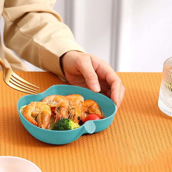 Honeeladyy Apple Shaped Dinner Plates for Kitchen or Picnic, Resuable Unbreakable Plastic Serving Tray Platter Cute Dinner Plate for Snack, Dessert, Fruit, Salad, 3.34x3.15x0.59in (Green)