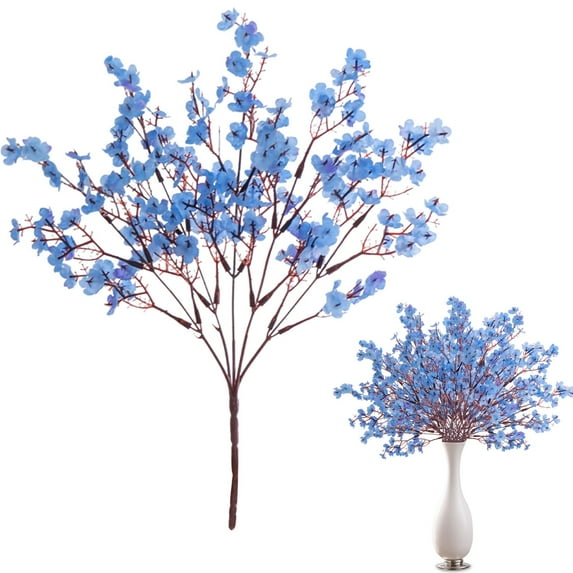 Honeeladyy Artificial 5-forked Starlet Flowers, Starlet Flowers Artificial, Simulation Starlet Flower with 3.54" Long Stems, Fake Blue Starlet for Bonquet Vase Wedding Decor Flower Arrangement