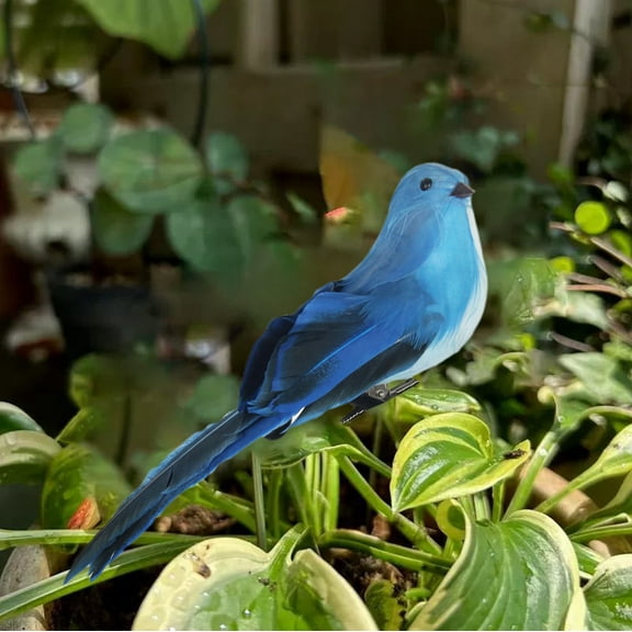 Honeeladyy Artificial Birds Fake Birds 9.84 Inches Christmas Halloween Pirate Parrots Feathered Figure Decor for Craft Jungle Trees Patio Garden Home Ornament Decoration, Blue