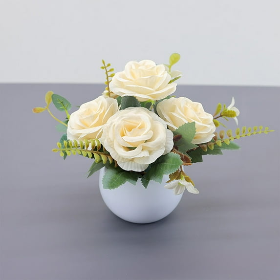Honeeladyy Artificial Potted Flower Plant, Realistic Fake Plant, Elegant Tabletop Decoration for Home Office Living Room Wedding Centerpiece