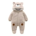 thumbnail image 1 of Honeeladyy Baby Girls Boys One Piece Outwear Footed Hooded Fur Trim Winter Warm Down Jacket Jumpsuit Romper Snowsuit Children's Day Gift for 6-9 Months Gray, 1 of 5