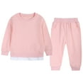 thumbnail image 1 of Honeeladyy Baby Girls Christmas Outfits Solid Color Soft Sweatshirt Tops Elastic Waist Pants Infant Newborn Fall Winter Spring Clothing Set Thanksgiving Gift Pink 12-24Months, 1 of 8