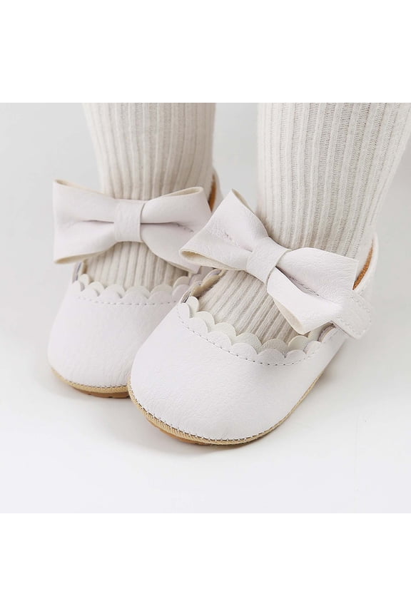 Baby Girls Mary Jane Flats Shoes Rubber Non-Slip Soft Sole Toddler Princess Dress Shoes Baby Dress Shoes for 0-3Months