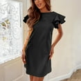 thumbnail image 1 of Honeeladyy Beach Party Loose Dresses on Clearance Fashion Women Attractive Casual Backless Round-Neck Solid Short Sleeve Mini Dress, 1 of 9