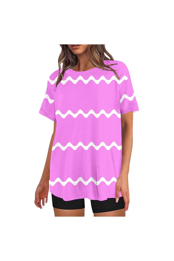 Biker Shorts Set Women 2 Piece Outfit Oversized Gradient Short Sleeve Top with High Waist Leggings Tracksuit Pink M