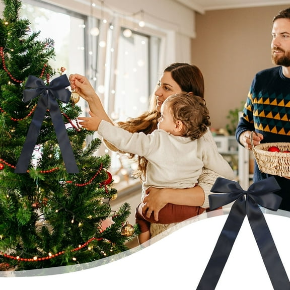 Honeeladyy Black Satin Christmas Bows Holiday Christmas Bows Christmas Wreaths Decoration, 6.29 x 13 inches