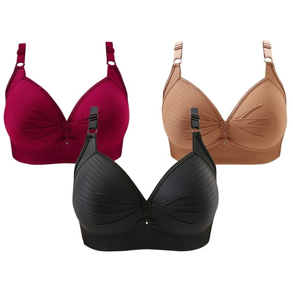 Honeeladyy Bras for Sagging Breasts 3PC Woman's Printing Gathered Together Large Size Daily Bra Underwear No Rims Halloween Gifts for Wife #Db-40