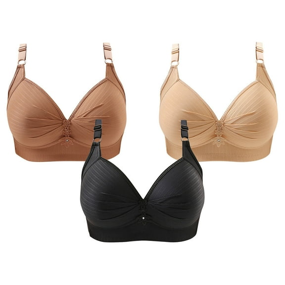 Honeeladyy Bras for Sagging Breasts 3PC Woman's Printing Gathered Together Large Size Daily Bra Underwear No Rims Thanksgiving Gifts #Db-44
