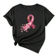 thumbnail image 1 of Honeeladyy Breast Cancer Awareness Shirts Women Pink Ribbon T-Shirts Cancer Fighter Leopard Heart Graphic Tee Short Sleeve Tops #Xm-Black-L, 1 of 5