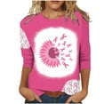 thumbnail image 1 of Honeeladyy Breast Cancer Shirts for Women Breast Cancer Awareness Round Neck 7/4 Sleeve Shirt Pink Ribbon Tee Tops #Nn-Pink-XXL, 1 of 4