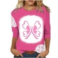 thumbnail image 1 of Honeeladyy Breast Cancer Shirts for Women Breast Cancer Awareness Round Neck 7/4 Sleeve Shirt Pink Ribbon Tee Tops #Un-Pink-M, 1 of 4