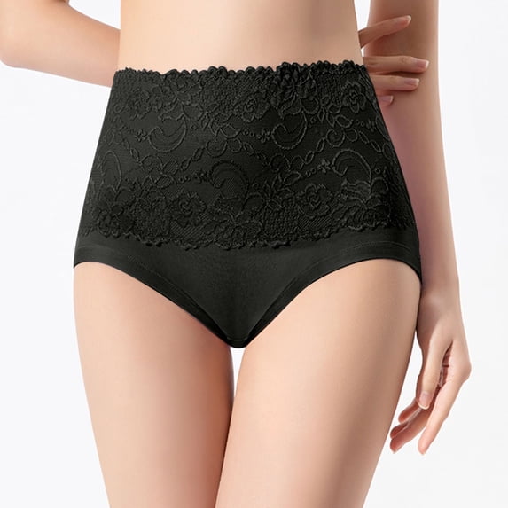 Honeeladyy Breathable Lace Trimmed High Waisted Triangular Underwear For Women