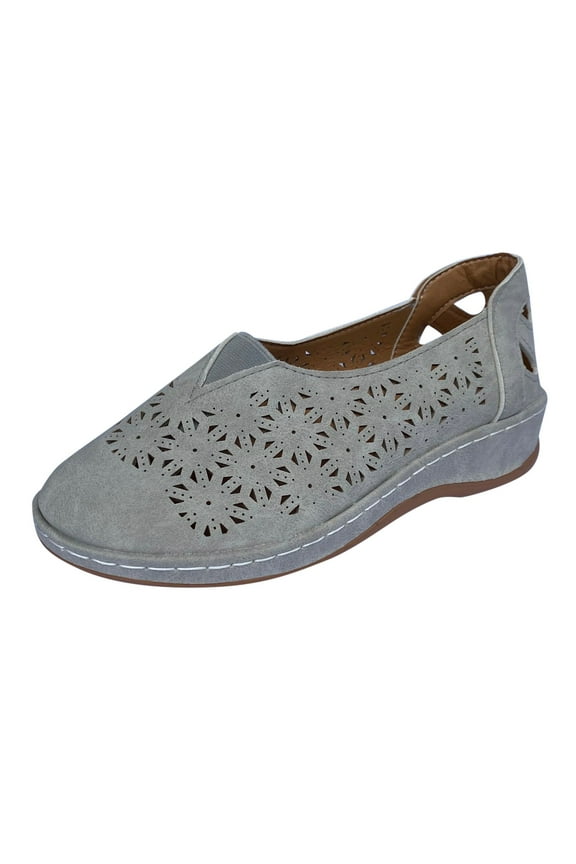 Breathable Shoes for Women Open Slip-On Summer skeleton Flat Vintage Hollow Out Wedge Sandals Ladies Comfortable Outdoor Walking Shoes Gray Size 39