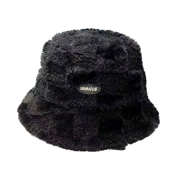 Honeeladyy Bucket Hat for Women Furry Fur Bucket Hat Winter Warm Plush Fisherman Fluffy Sherpa Bucket Hat