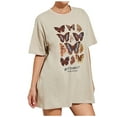 thumbnail image 1 of Honeeladyy Butterflies in My Stomach Tees for Women Novelty Funny Butterfly Printing T-Shirt Oversize Short Sleeve Casual Loose Tops Kah, 1 of 5