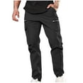 thumbnail image 1 of Honeeladyy Cargo Pants for Men Relaxed Fit Beach Pants Work Streetwear Khaki Baggy Pants with Zipper Pockets Travel Gifts Black S, 1 of 6