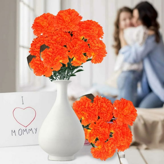 Honeeladyy Carnation Flowers Bouquet, Artificial Carnation Flowers for Mothers Day, 11.8" Artificial Flowers Bouquet Home Decor Gift for Father's Day, Birthday Wedding Teachers' Day Graduation
